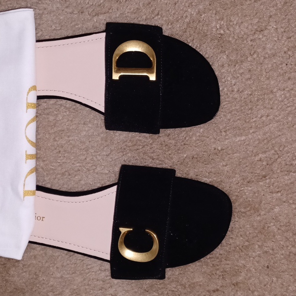 Brand new black suede letters as shown on picture  initial sandals